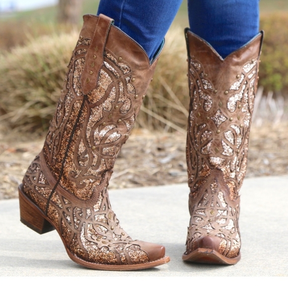 Ladies Corral Glitter Imlay Cowgirl Boots ...leather size 10 - Picture 2 of 8